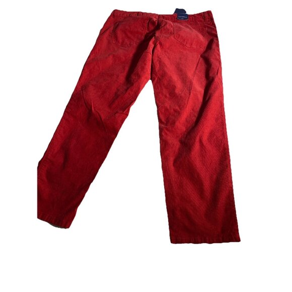 Lands End Womans Vermilion Red Fit 1 Size 18 Straight Leg Corduroy Pants Pockets - Picture 2 of 13